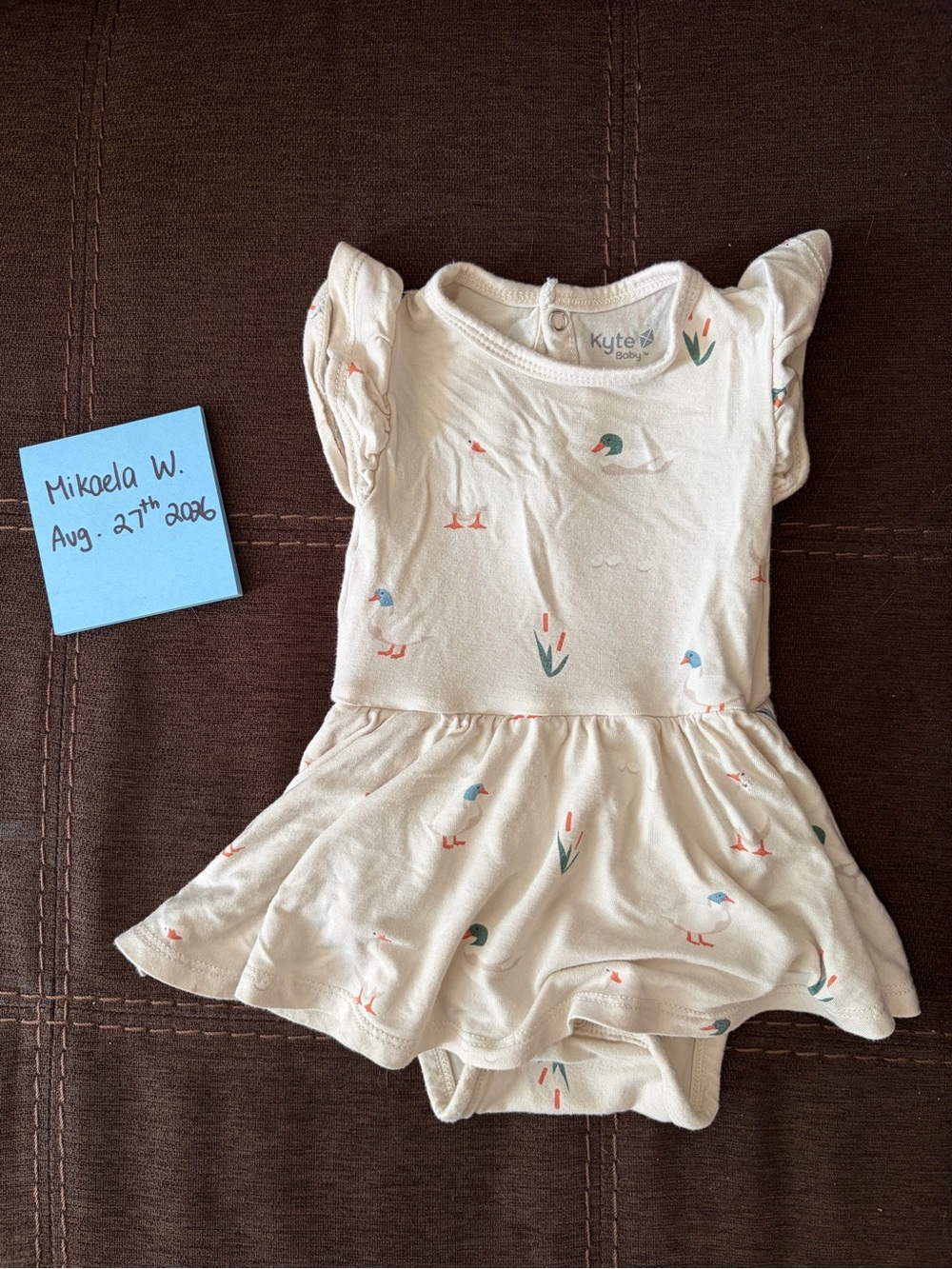 Kyte BABY Twirl Bodysuit Dress "Duck" (0-3m)